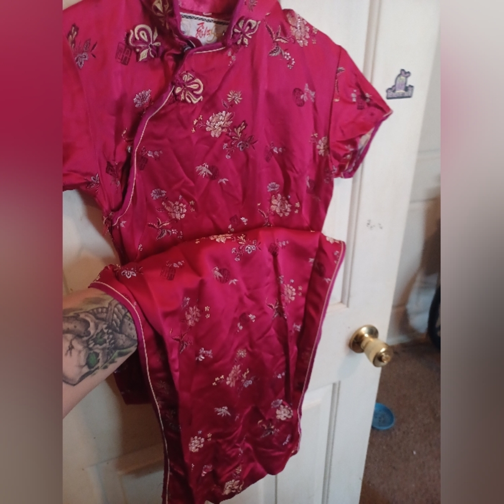 Vintage Floral Ankle-Length Cheongsam QiPao Dress
